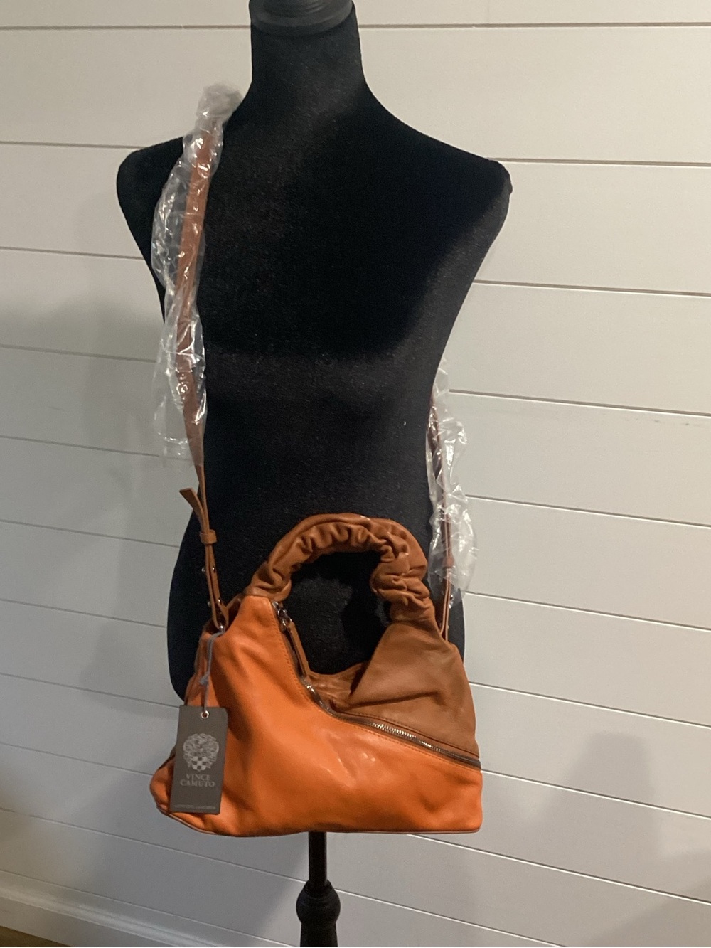 Vince Camuto Ruched Handle Shoulder Bag in Cognac Brown